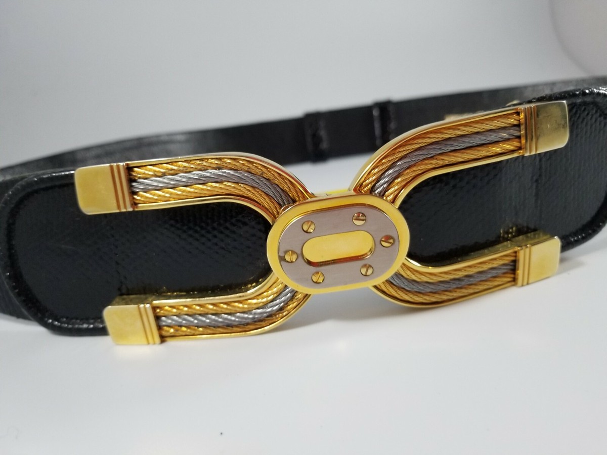 Vintage Finesse La Model Adjustable White Belt Tri-Tone metal Buckle sz M/L Finesse La Model - Etsy main image 3