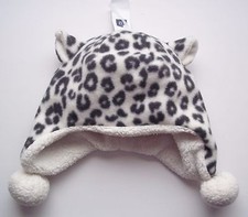 Baby Gap Girls Animal Print Trapper Style Critter Hat with Side Pom Poms NWT