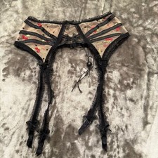 New for love and lemons cherry embroidered garter belt black 31283