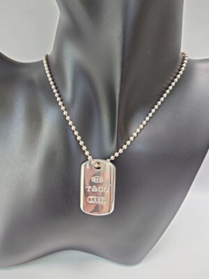 Tiffany & Co. 1837 Dog Tag Pendant Necklace Silver 18