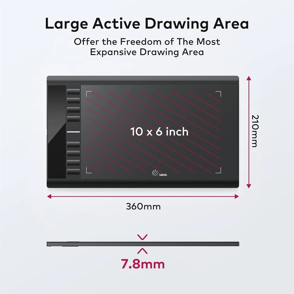 UGEE M708 V3 Drawing Tablet,10x6in 3D Digital Graphics Tablet with 8192 Level - Image 3 of 4