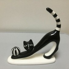 CMIELOW CAT - CMIELOW CAT WITH BALL - POLISH PORCELAIN FIGURINE -CMIELOW POTTERY