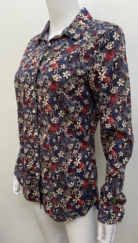 SPORTSCRAFT Liberty [Size 10] Navy floral cotton  shirt  (A465) - Picture 2 of 5