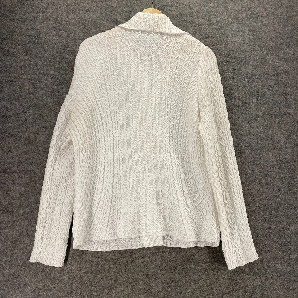 Dressbarn Shirt Women S Small White Gaphered Button Up Collared Long Sleeve - Image 2 of 4