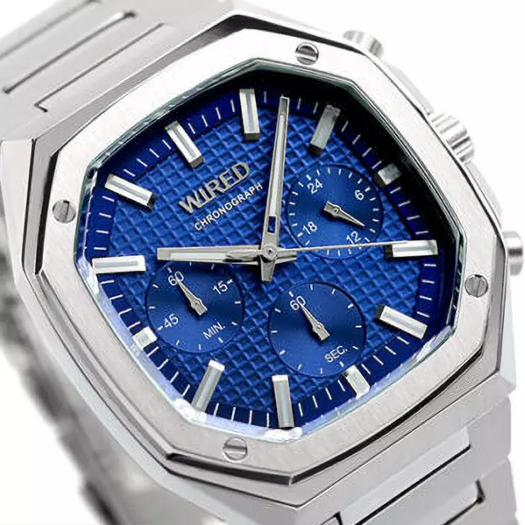 SEIKO WIRED AGAT448 Chronograph Stainless Steel Watch Silver Blue