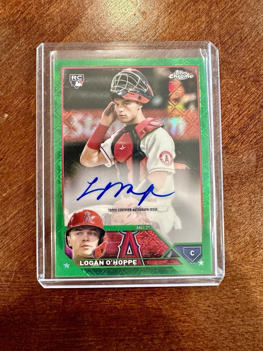 Logan O’Hoppe GREEN Refractor PSA10 2023 Topps Logofractor Logan O'Hoppe Rookie Auto /99 RC Green