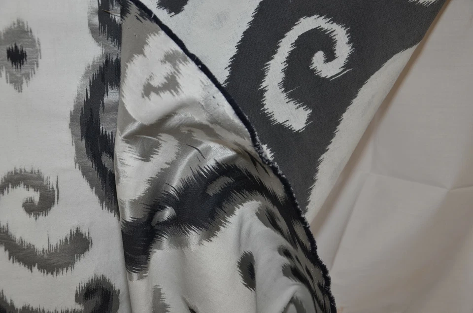 Drapery Upholstery Jacquard Fabric Ikat -White, Silver, Black 4 Yrd 32" ,W x 56" - Image 2 of 4