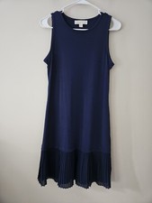MICHAEL Michael Kors Women Navy Blue Sleeveless Pleated Hem Dress Size XS