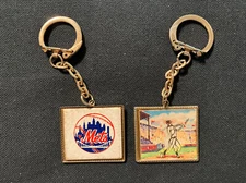 Vintage 1960s NEW YORK METS Logo Lenticular Keychain Key Ring Fob QTY NY