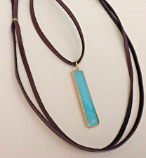 NEW Amazonite Sundance Charm Necklace leather cord handmade artisan jewelry