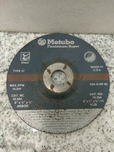Metabo "Type 27" Depressed Center Grinding Wheel A24-N-BF-80 STEEL (BJ) - Picture 3 of 4