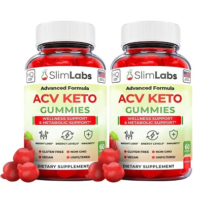 2-Pack SlimLabs ACV Keto Gummies- Slim Labs Gummies for Weight Loss -120 Gummies