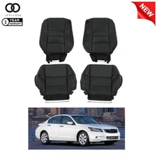 Driver Passenger Bottom Top Leather Seat Cover Black For Honda Accord 2008-2012
