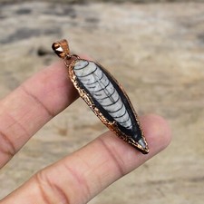 Orthoceras Fossil Jewelry Copper Gift For Bridesmaid Electroformed Pendant 2.36"