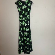 Asos Design Dress Women's 4 Black Green Floral Sleeveless Satin Midi Dress