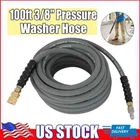 100ft 3/8" Pressure Washer Hose 4000 PSI  Gray With Couplers.