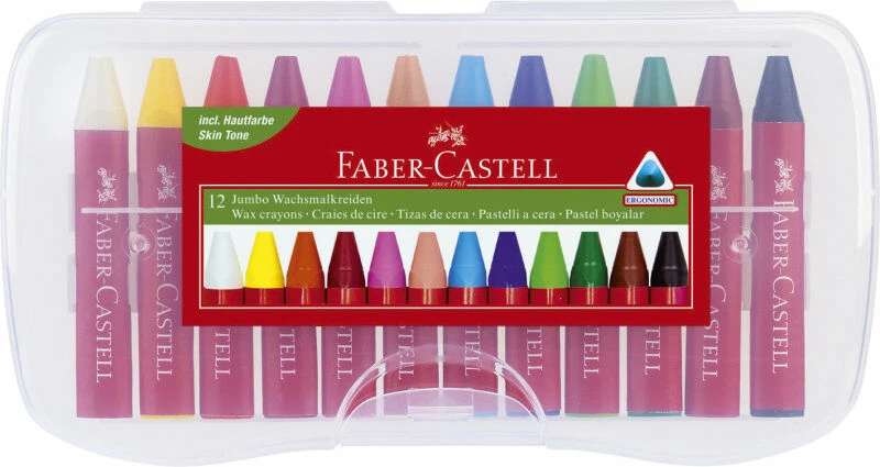 12x FABER-CASTELL Wachsmalstifte Wachsmaler Wachsmalkreide Wachskreide im Etui