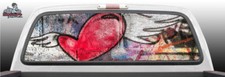 Graffiti Heart Wings Vintage Abstract Perf Rear Window Graphic Decal SUV Truck