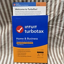 NEW TurboTax Home & Business 2023 Federal + E-file + State PC/Mac USA Open Box