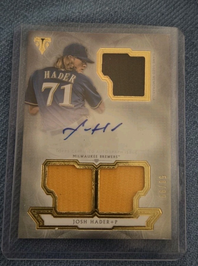 JOSH HADER 2018 TRIPLE THREADS #RFPAR-JH ROOKIE AUTOGRAPH RELICS #/99