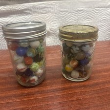 Vintage Marbles Two Half Pint Jars