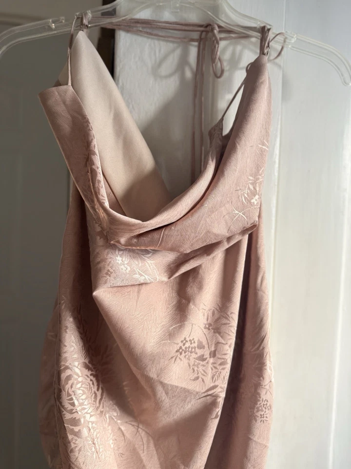 Cowl Neck Metallic Pink Slip Mini Dress Adjustable Size M ASTR - Image 4 of 4