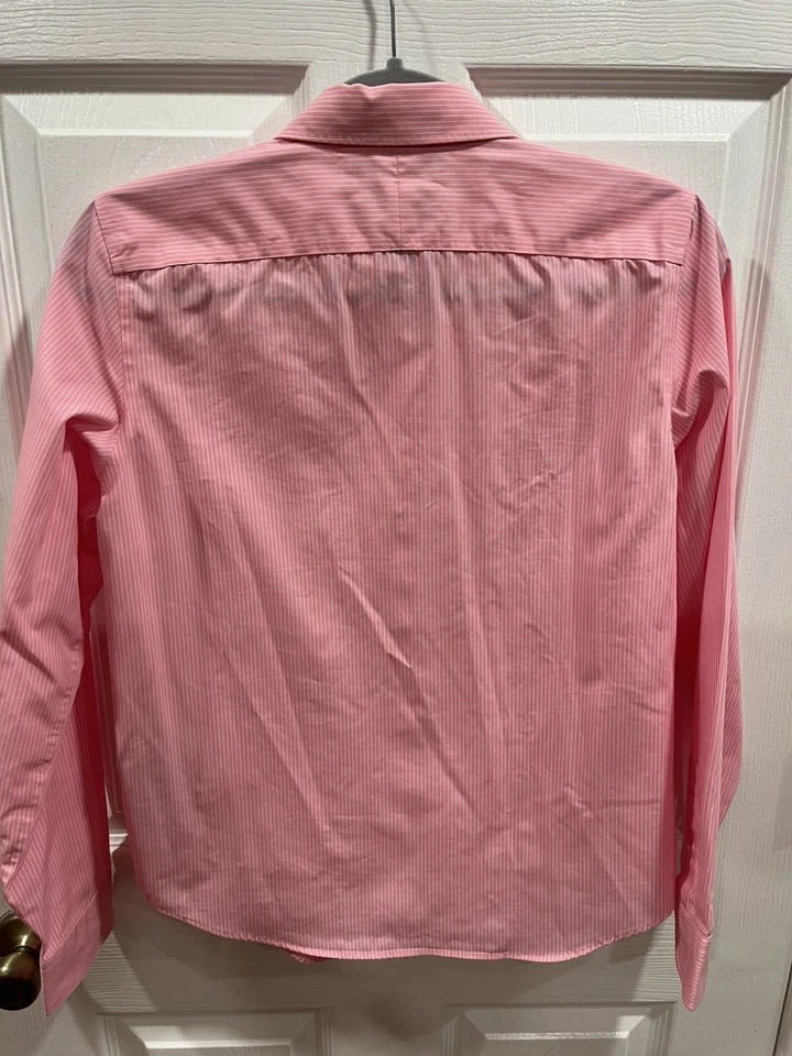 Lauren Ralph Lauren Pink White Stripe Non Iron Button Down Shirt Women's Small - Image 2 of 4