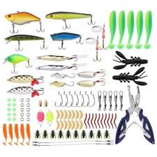 Fishing Lover Gift 101 pcs Hard Soft Lures Kit Minnow Popper Pencil Crank Spoon