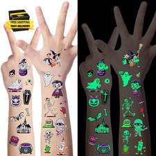 320PCS Glow in the Dark Halloween Temporary Tattoos, Waterproof Scary Removable