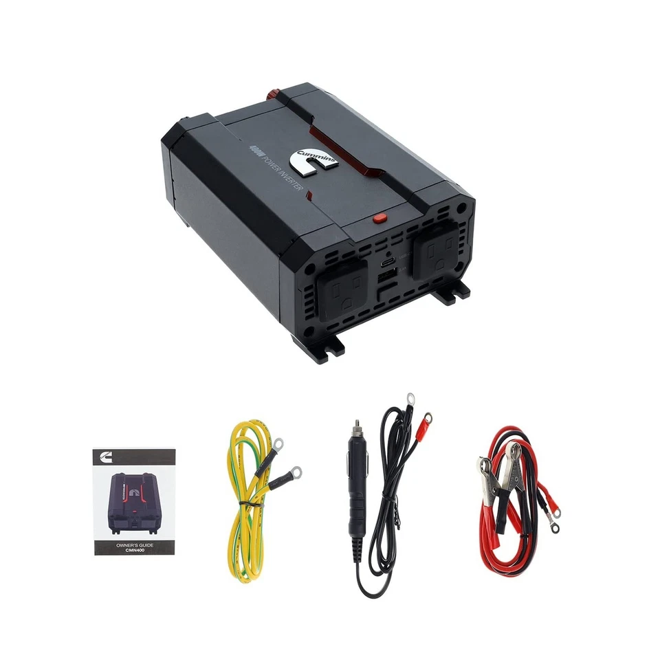 Inversor Coche - 400W, 12V a 110V, 2 Puertos CA con USB, Modelo CMN400 Foto 2 de 4