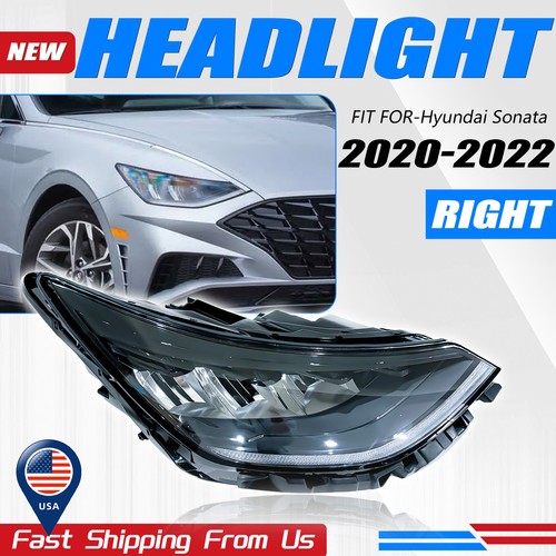 Headlight Assembly With LED DRL – For Hyundai Elantra 2021-2022, Passenger Right Side, Black Housing, Halogen