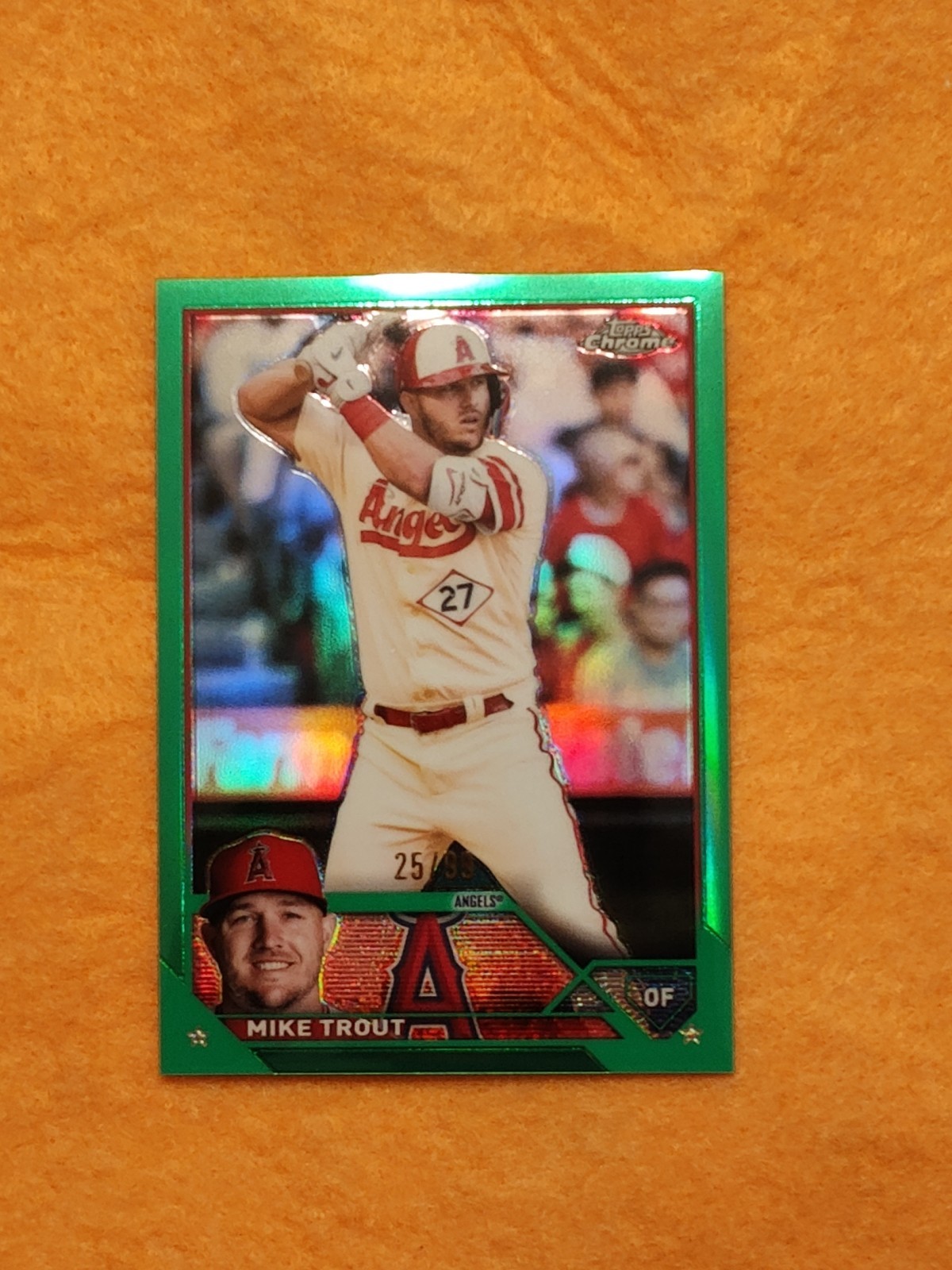 2023 Topps Chrome Mike Trout #27 Green Refractor /99 Angels