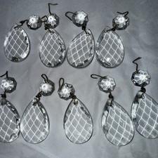 Victorian Fancy Cut Tear Drop Chandelier Crystals Set Of 9