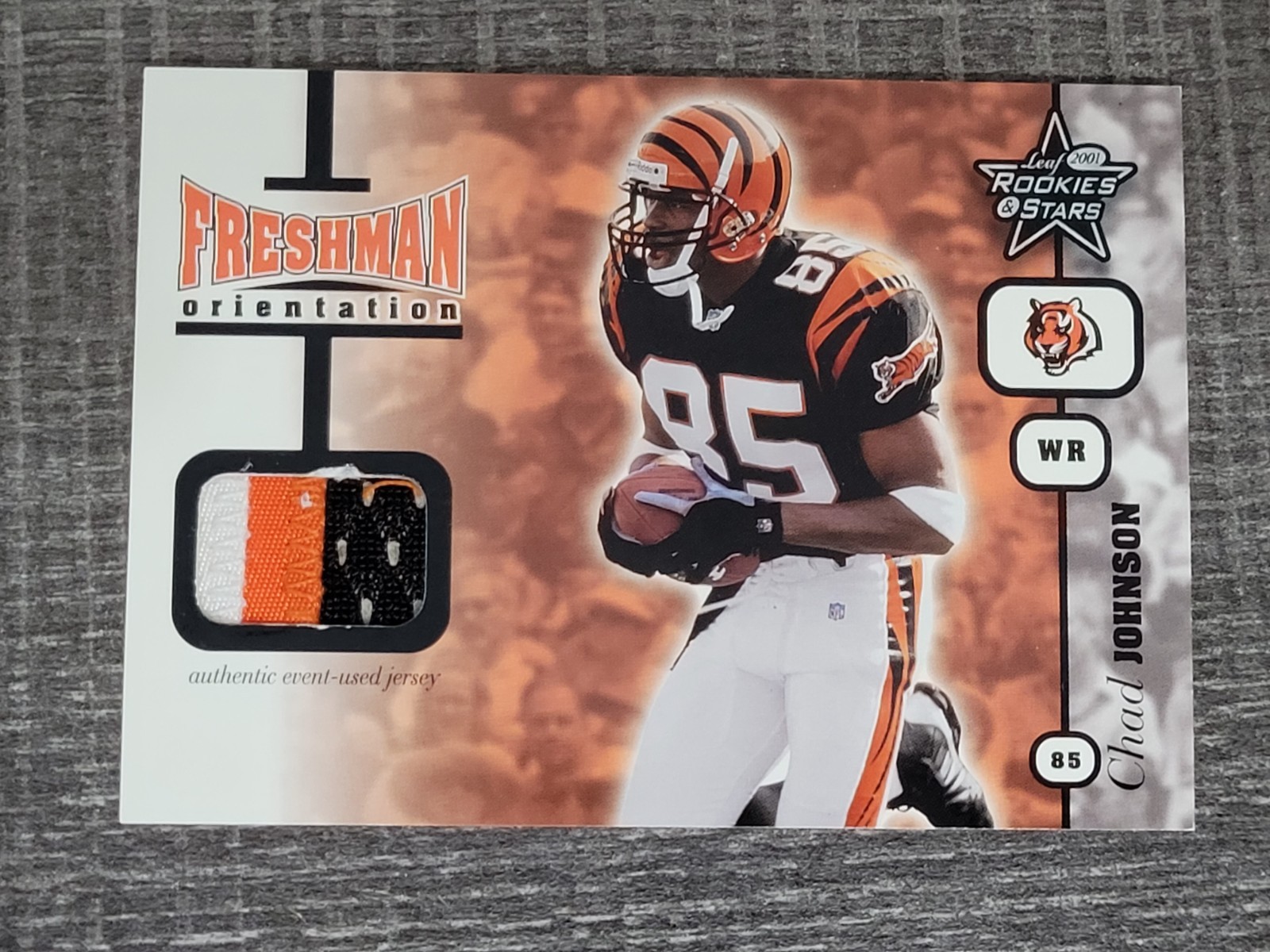 2001 Leaf Rookies & Stars Freshman Orientation Chad Johnson 3 Color Patch Rookie