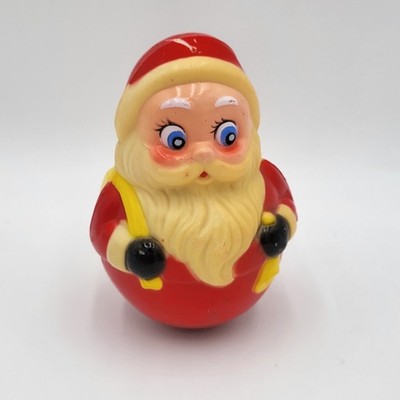 Vintage Kiddie Products Roly Poly Weeble Wobble Santa Bell Rattle 