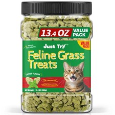 Just Try Cat Grass Treats for Indoor Cats Hairball 13.4 Ounce Pack of 1