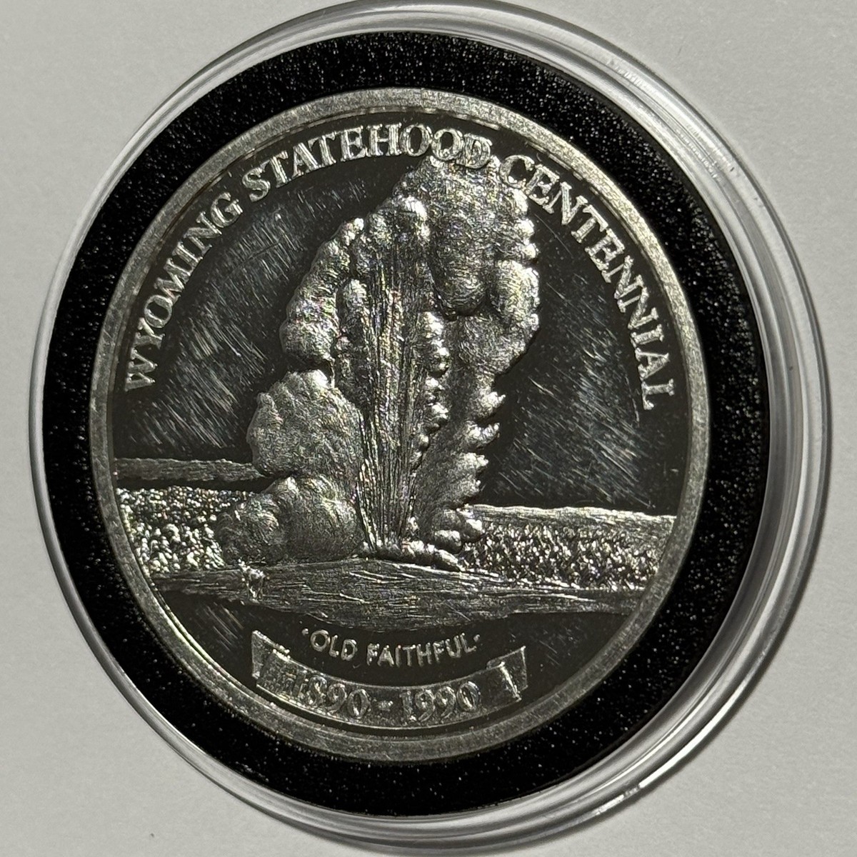 1990 Wyoming Rare Collector Coin 1 Troy Oz .999 Fine Silver Round