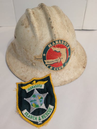 Vtg E.D. Bullard Hard Boiled Fiberglass Hat Manasota CB Club Search & Rescue Lot