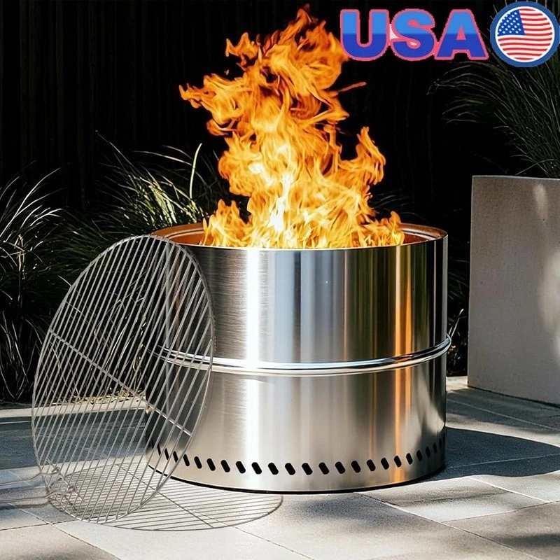 Smokeless Portable Stainless Steel Grill Camping Tailgating Outdoor Cooking New