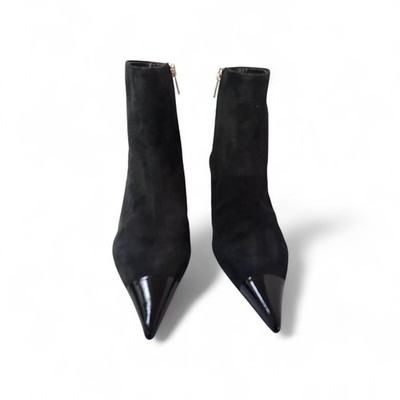 AGL Womens Lenor Bootie Ankle Cap Toe Black Suede Bootie Sz 38EU/8US Italy