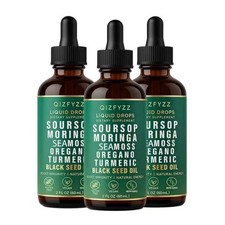 3 bottles Soursop Bitters Liquid Drops with Nori, Moringa, Turmeric,