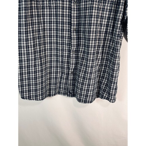 Cody James Mens 2XL Western Plaid Long Sleeve Snap Button Shirt Navy White - Picture 6 of 14