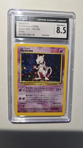 Pokemon Mewtwo Base Set Unlimited Holo Rare #10 CGC 8.5