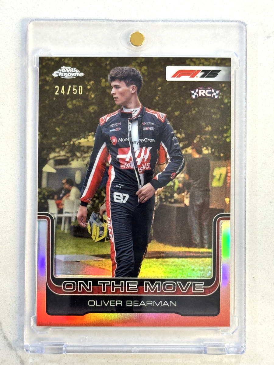 2025 Topps Chrome Formula 1 F1 #186 Oliver Bearman Gold Refractor