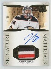 2021-22 UD The Cup Signature Materials Patch John Gibson Auto /99 #SP-GI