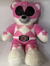 Build a Bear Power Rangers Pink Teddy Bear plush. Rare 15”. Retired EUC 