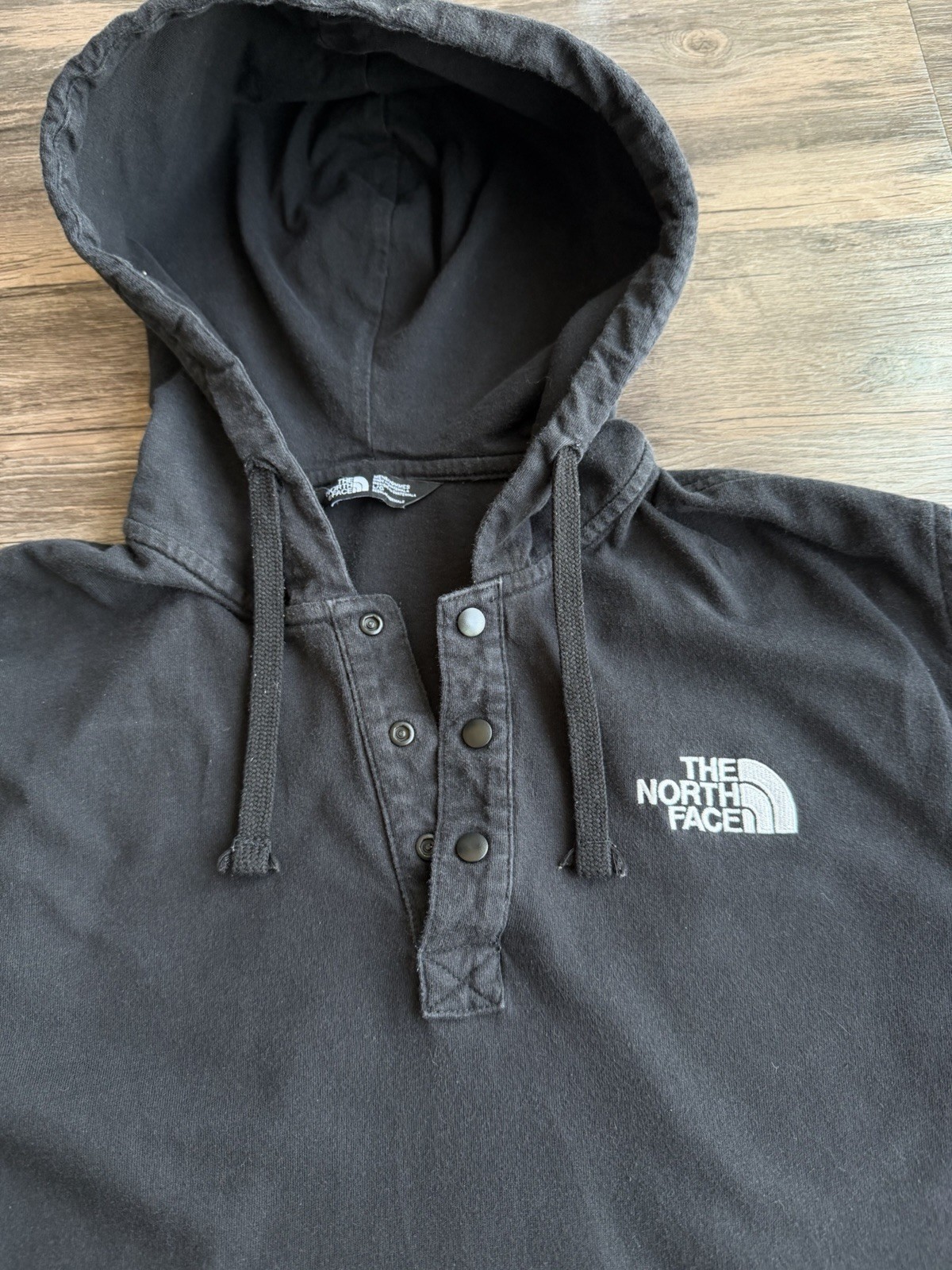 The North Face Hoodie Mens L Black Lightweight T Snap Drawstring Pullover thumbnail 2