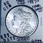 1887 S BU GEM MORGAN SILVER DOLLAR UNC MS+++ U.S. MINT RARE KEY COIN 6999