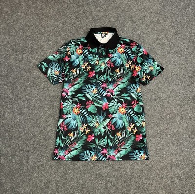 Into The AM Men's Polo Shirt Size Small Floral Print Short Sleeve Lightweight
