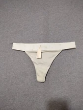 SKIMS Women's Cotton Blend Stretch Jersey Rib Thong Bone Size L PN-STT-0040